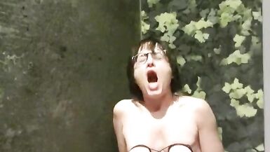 Strong squirt in public camping shower - 4 image