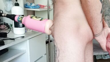 son-in-law masturbates dick with a sex machine and cums - 11 image