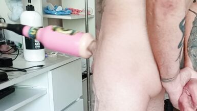 son-in-law masturbates dick with a sex machine and cums - 4 image