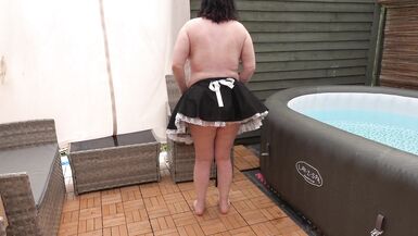 Wife in sexy french maid uniform stripping showing bum and breasts - 13 image