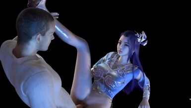 3D hot Asian wife naked her big boobs and big butts have threesome sex - 13 image