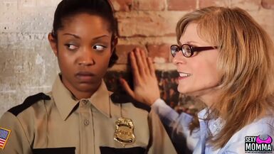 SEXYMOMMA - Ebony prison guard strapon fucked in the ass - 1 image