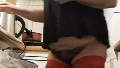 Wife in kitchen teasing husband to have sex while he watches - 11 image