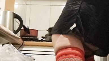 Wife in kitchen teasing husband to have sex while he watches - 13 image