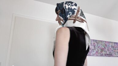 Designer Silk Headscarf Fashion Show Clip - 2 image