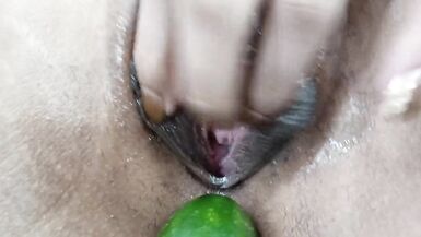 Pakistani Housewife Inserting Large Cucumber in Her Tight Pussy - 11 image
