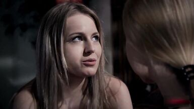 Blonde  mom with her stepdaughter sad at home lesbian