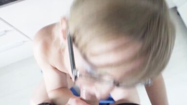 Slutty lonely housewife with glasses sucks dick and fucks with the plumber - 4 image