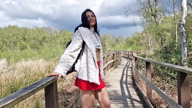 Nicky Brill no panties in public park and peeing - 12 image