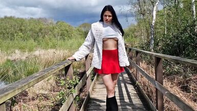 Nicky Brill no panties in public park and peeing - 13 image
