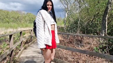 Nicky Brill no panties in public park and peeing - 14 image