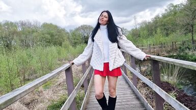 Nicky Brill no panties in public park and peeing - 6 image