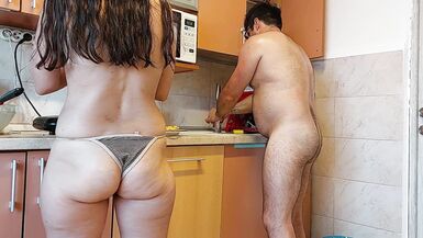 Crazy couple in the kitchen hairy pussy, hairy ass, big tits, big ass, big nipples. Sexy wife big ass, hairy pussy, hairy ass