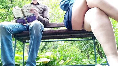 Curvy milf in pantyhose peeing next to me in the park, view from below - 3 image