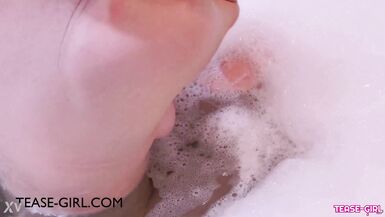 Sweet brunette model had a sensual bath