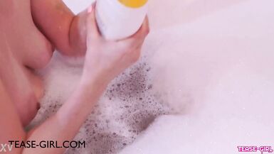 Sweet brunette model had a sensual bath