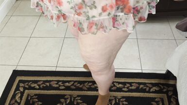 Cleaning lady step into bathroom and showing her giant ass and pussy close up - big fat booty big natural tits milf wet - dress - 4 image