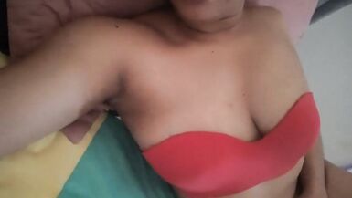 MY STEPMOM'S SLUT IN LINGERIE MASSAGING HER BIG TITS AND TRIES TO PUT HER FINGERS IN HER TIGHT PUSSY - 2 image