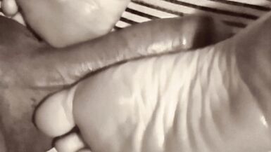 Feet, dick and ass. The hand that caresses is the same one that slaps