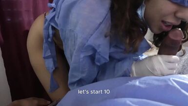Nurse takes a sample of my semen with a blowjob - 14 image