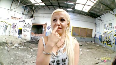 This blonde nympho does not hesitate to ride his big cock in the abandoned building - 3 image