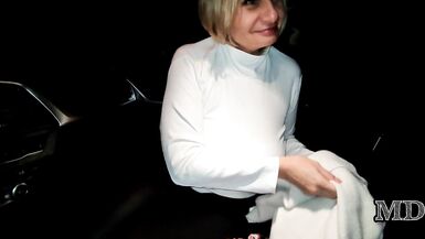I picked up a beautiful prostitute with big tits on the street in winter. BDSM - 14 image