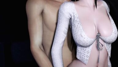 3D cute anime wife with hot lingerie cheating with big cock stranger and got orgasm