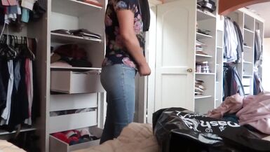 Stepson shows me his erect cock while I get dressed and gives me a big cumshot in my ass - 5 image
