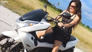 Sexy Hairy Biker Milf With Anal Plug Fucks Herself Outdoors In Nature - 6 image