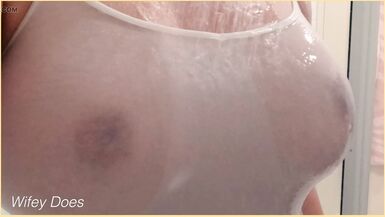 Wifey has amazing tits for wet shirt braless - 10 image