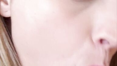 She fills my mouth with cum, delicious blowjob, hot wife