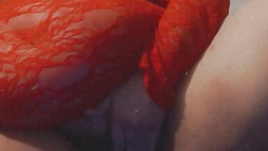 In Lace Red Dress Playing with My Pussy - 13 image