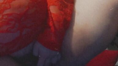 In Lace Red Dress Playing with My Pussy - 6 image