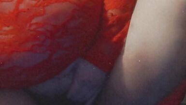 In Lace Red Dress Playing with My Pussy - 7 image