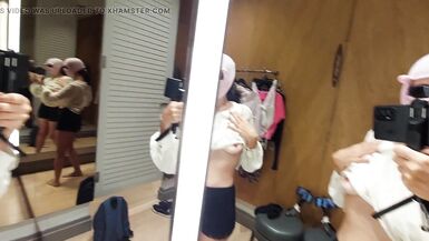 Hot amateur wife tries on clothes in dressing room. Sexy latina hairy pussy, big tits, big ass, big nipples. - 10 image