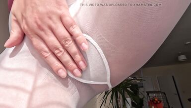 White Pantyhose Crotch Touching - 8 image