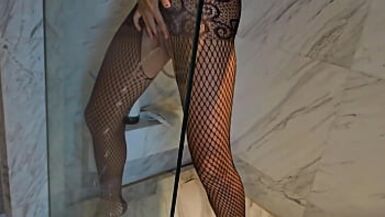 Dirty! Sexy hairy MILF Pisses In The Shower And Then Gets Fucked - 1 image