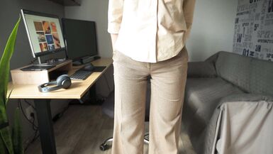 Naughty Colleague Seduces You With Her Fat Cameltoe In Trousers - 10 image