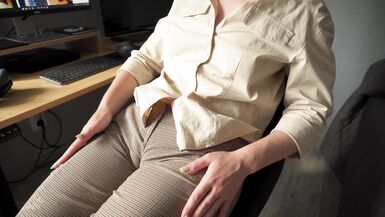 Naughty Colleague Seduces You With Her Fat Cameltoe In Trousers - 15 image