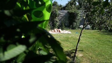 I spy on my stepmother, she is sunbathing naked in the yard - 4 image
