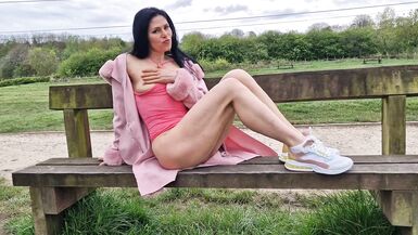 Nicky Brill no panties and see through dress in public and peeing - 11 image