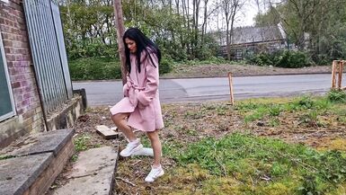 Nicky Brill no panties and see through dress in public and peeing - 14 image