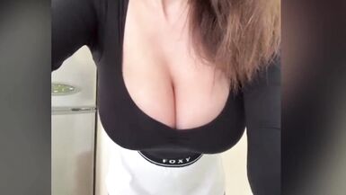 My beloved stepmom showed me her big milky tits - 10 image