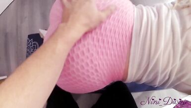 Fuck a big natural juicy French ass in very tight leggings to start the new year! - 4 image
