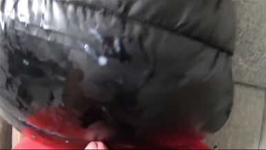 Cum Play on My New Long Black Shiny and Puffy Jacket 184 - This Jacket Is From a Fan Who Enjoys My Fetish. My Friend Liked My Ne - 15 image