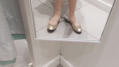 Sexy brunette tries on clothes in fitting room. I'm looking at a hairy mom, hairy pussy, big tits, big ass. - 8 image