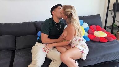 Hot Blonde MILF Receives Cum From Sons Friend - 1 image