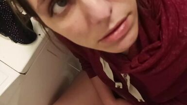 Pussy Play in Toilet with Cock Around Me - 1 image