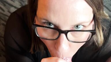 MILF in Glasses POV Blowjobhandjob, Cumshot - 5 image