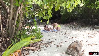 Public Pickup Stepmom and Stepdaughter on Beach - Risky Dick Flashing Cum on Face - 12 image